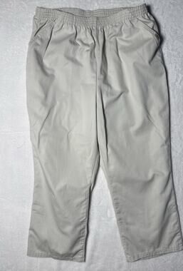 Chic Pants Elastic Waist Pull On Straight Leg Women Plus Size 22W Pockets Cream